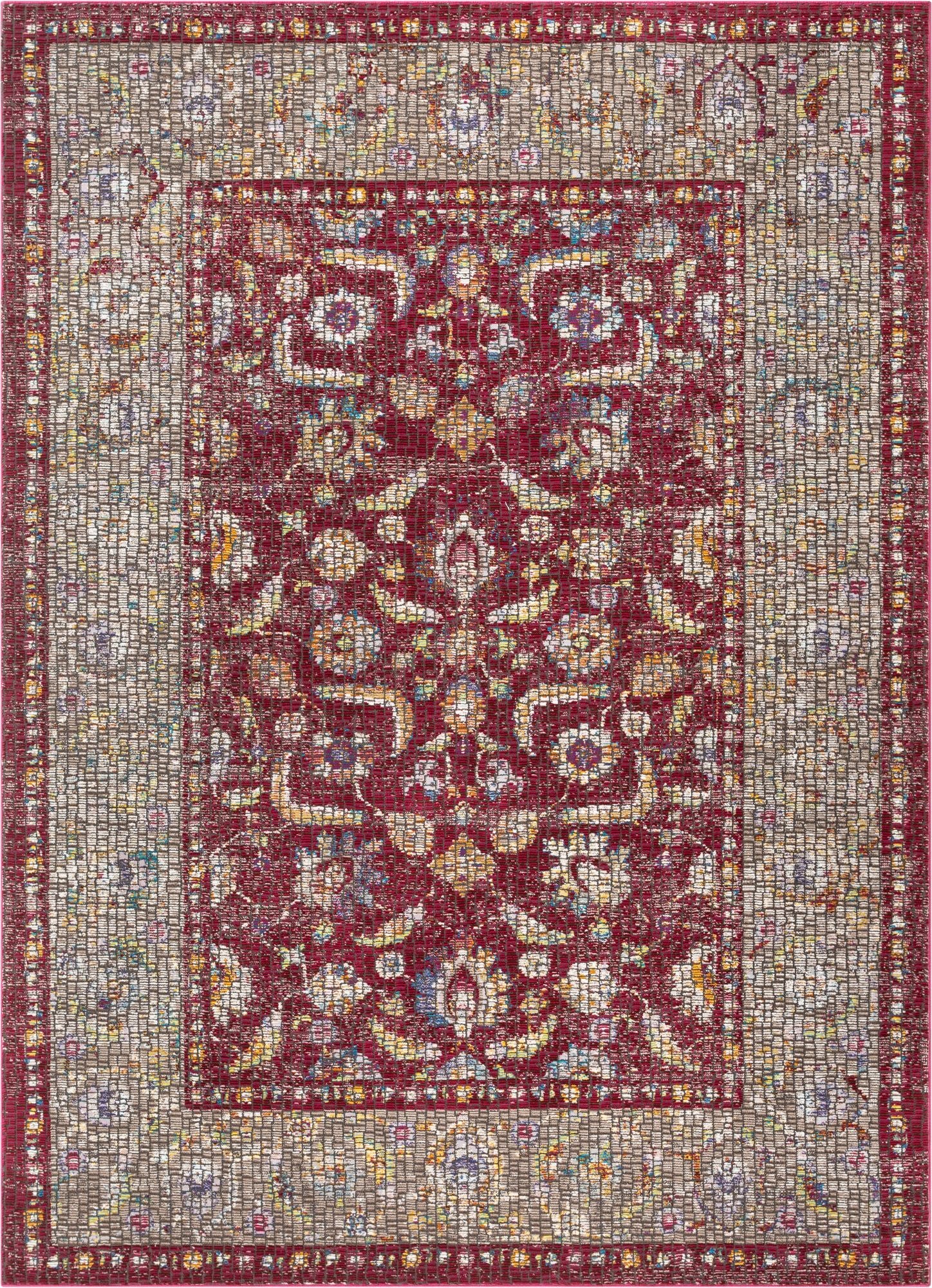 Vanessa Red Vintage Oriental Persian Mosaic Rug