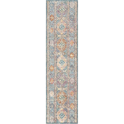 Eden Blue Vintage Mosaic Pastel Rug