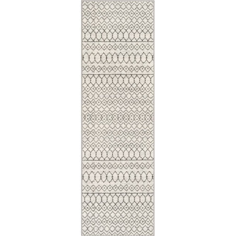 Hira Moroccan Trellis Geometric Ivory High-Low Rug