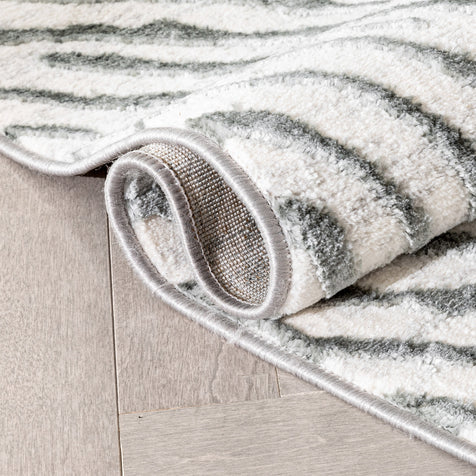 Asiya Modern Geometric Ivory High-Low Rug
