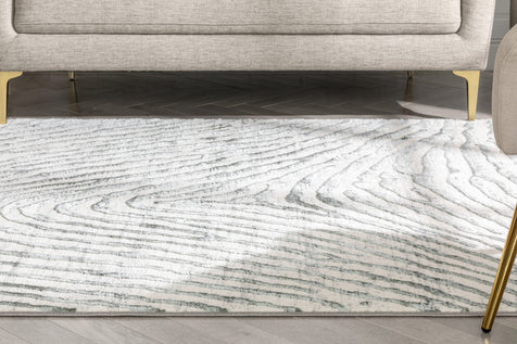 Asiya Modern Geometric Ivory High-Low Rug