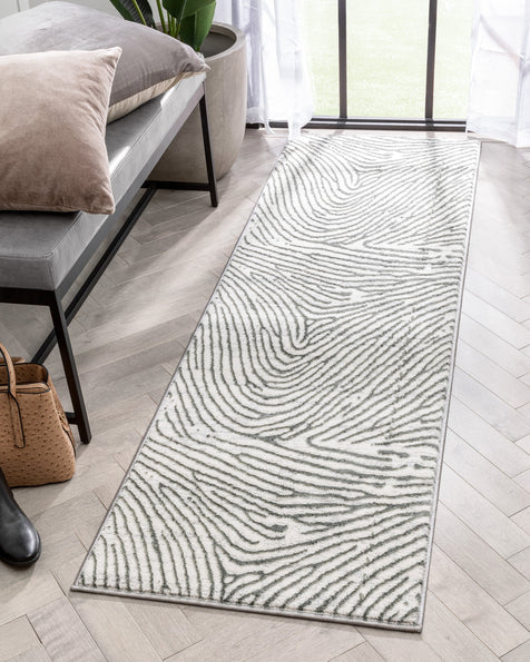 Asiya Modern Geometric Ivory High-Low Rug