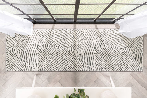 Asiya Modern Geometric Ivory High-Low Rug