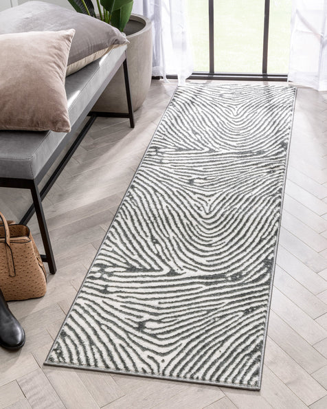 Asiya Modern Geometric Grey High-Low Rug