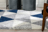 Reily Mid-Century Modern Geometric Triangle Pattern Blue Shag Rug