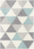 Reily Mid-Century Modern Geometric Triangle Pattern Light Blue Shag Rug