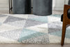 Reily Mid-Century Modern Geometric Triangle Pattern Light Blue Shag Rug