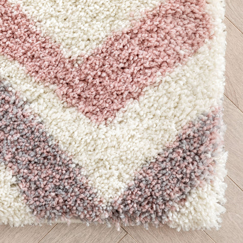 Kylar Nordic Chevron Pattern Pink Shag Rug