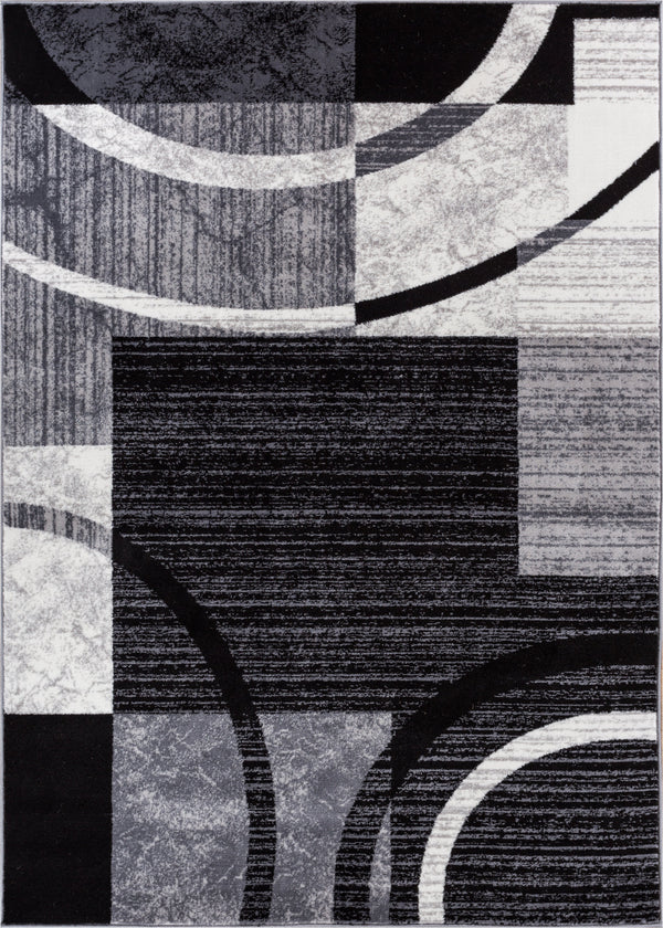 Quartet Circles Black Modern Geometric 20" x 31" Doormat