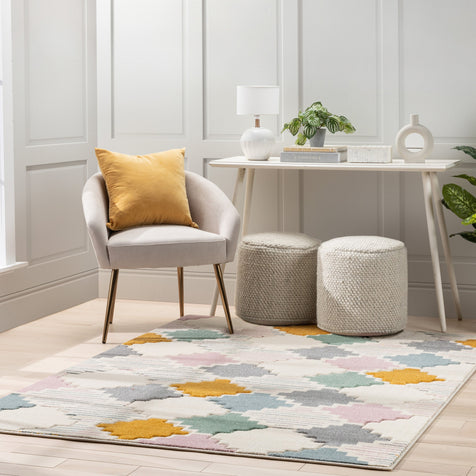 Emelia Modern Geometric Yellow Multi Rug