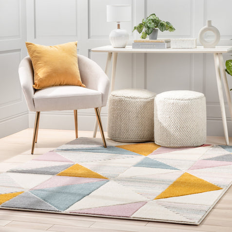 Nia Modern Geometric Ivory Multi Rug