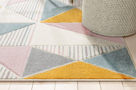 Nia Modern Geometric Ivory Multi Rug