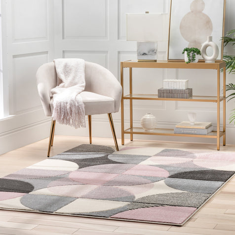 Landon Modern Geometric Light Pink Rug