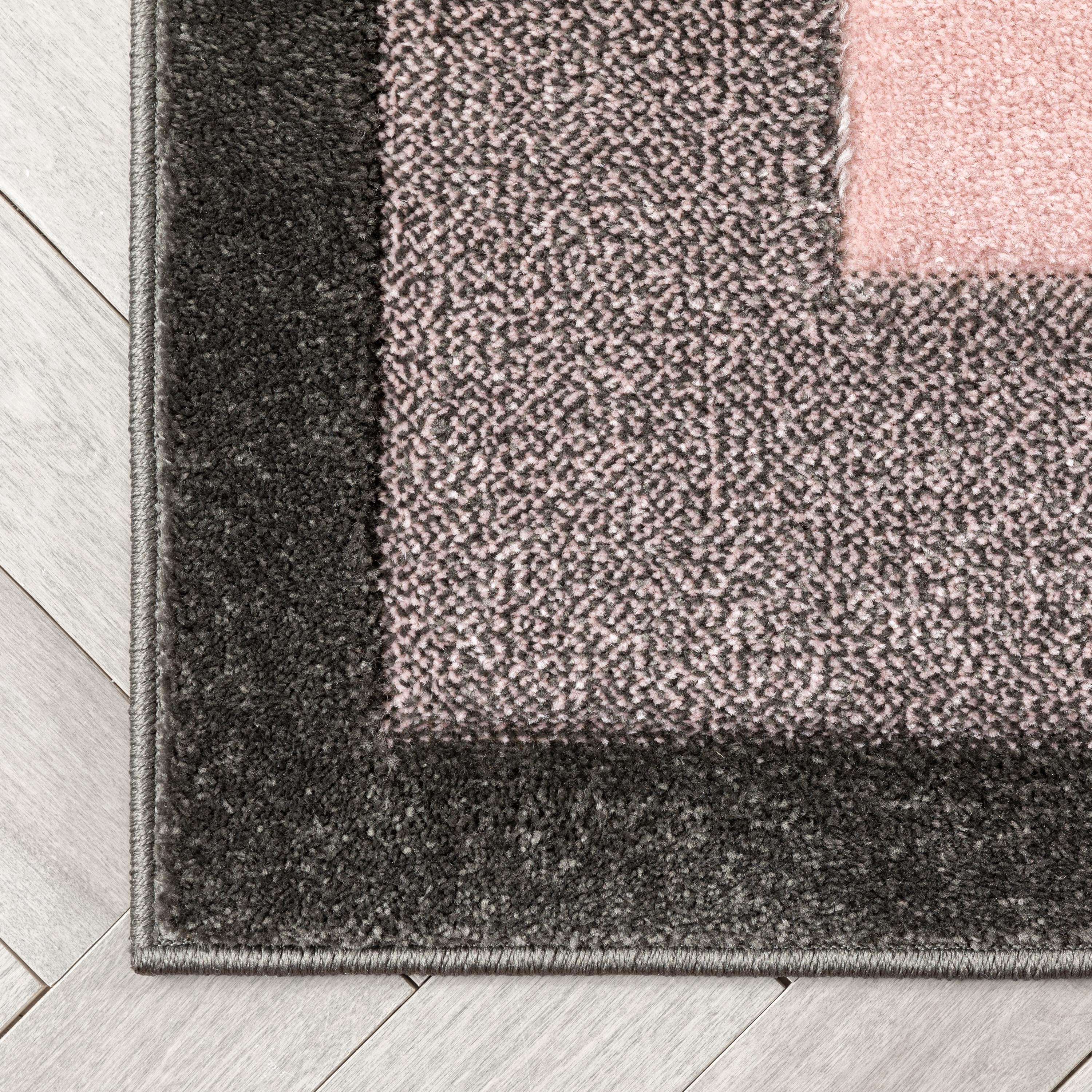 Arian Modern Border Pattern Blush Rug