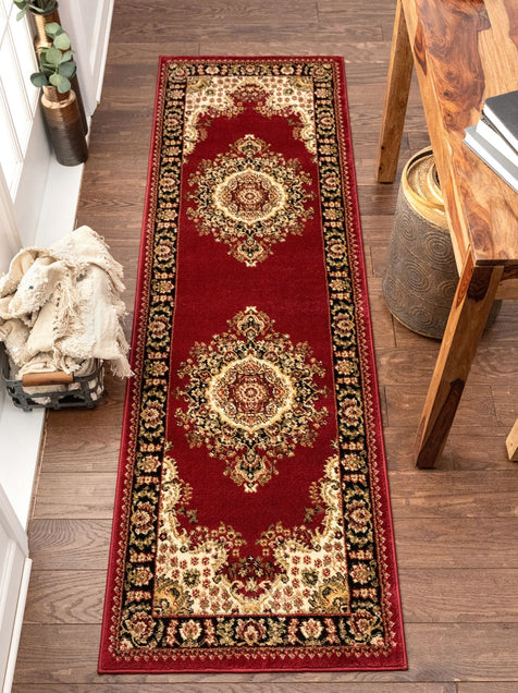 Mahal Traditional Orierntal Persian Medallion Red Rug