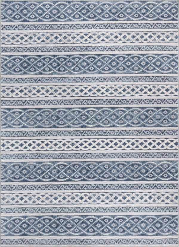 Ashley Tribal Geometric Blue High-Low Rug
