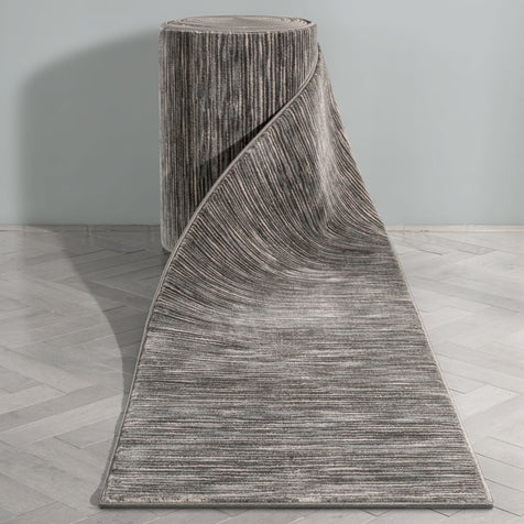 Custom Size Runner Owen Striation Modern Dark Grey Choose Your Width x Choose Your Length Hallway Runner Rug