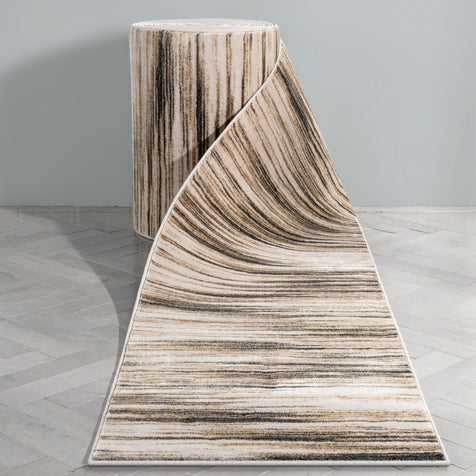 Custom Size Runner Sebastian Striation Modern Ivory Brown Choose Your Width x Choose Your Length Hallway Runner Rug