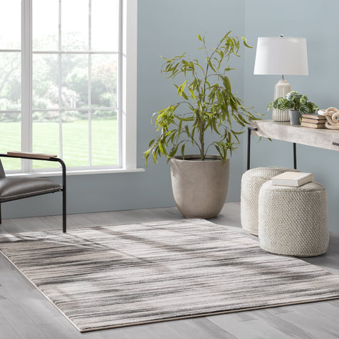 Sebastian Striation Modern Grey Soft Rug