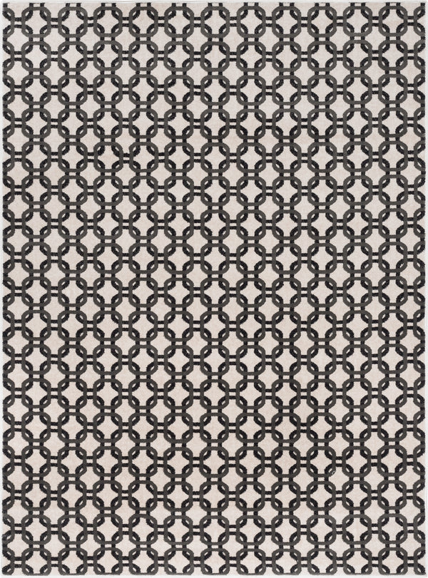 Levi Modern Geometric Ivory Grey Soft Rug