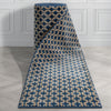 Custom Size Runner Levi Modern Geometric Blue Ivory Choose Your Width x Choose Your Length Hallway Runner Rug