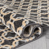 Levi Modern Geometric Grey Gold Soft Rug
