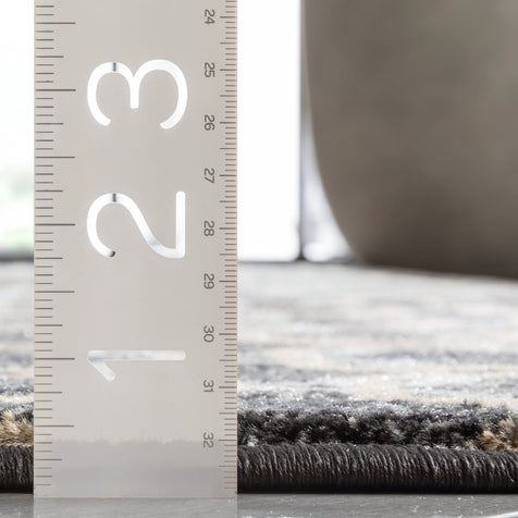 Levi Modern Geometric Grey Gold Soft Rug