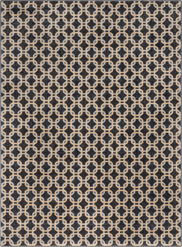 Levi Modern Geometric Grey Gold Soft Rug