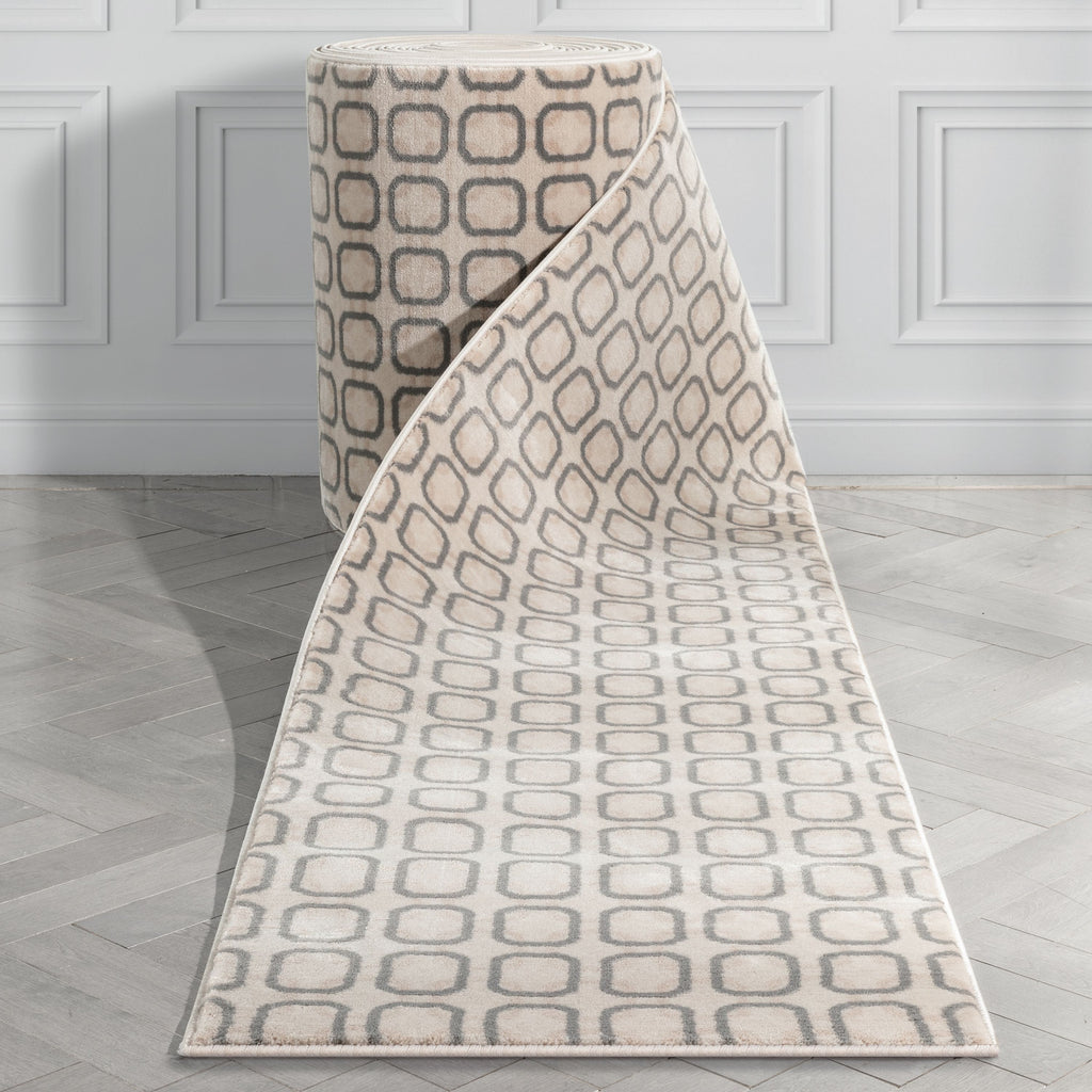 Helena Blush Pink Mid-Century Modern Abstract Geometric 3D Textured Rug