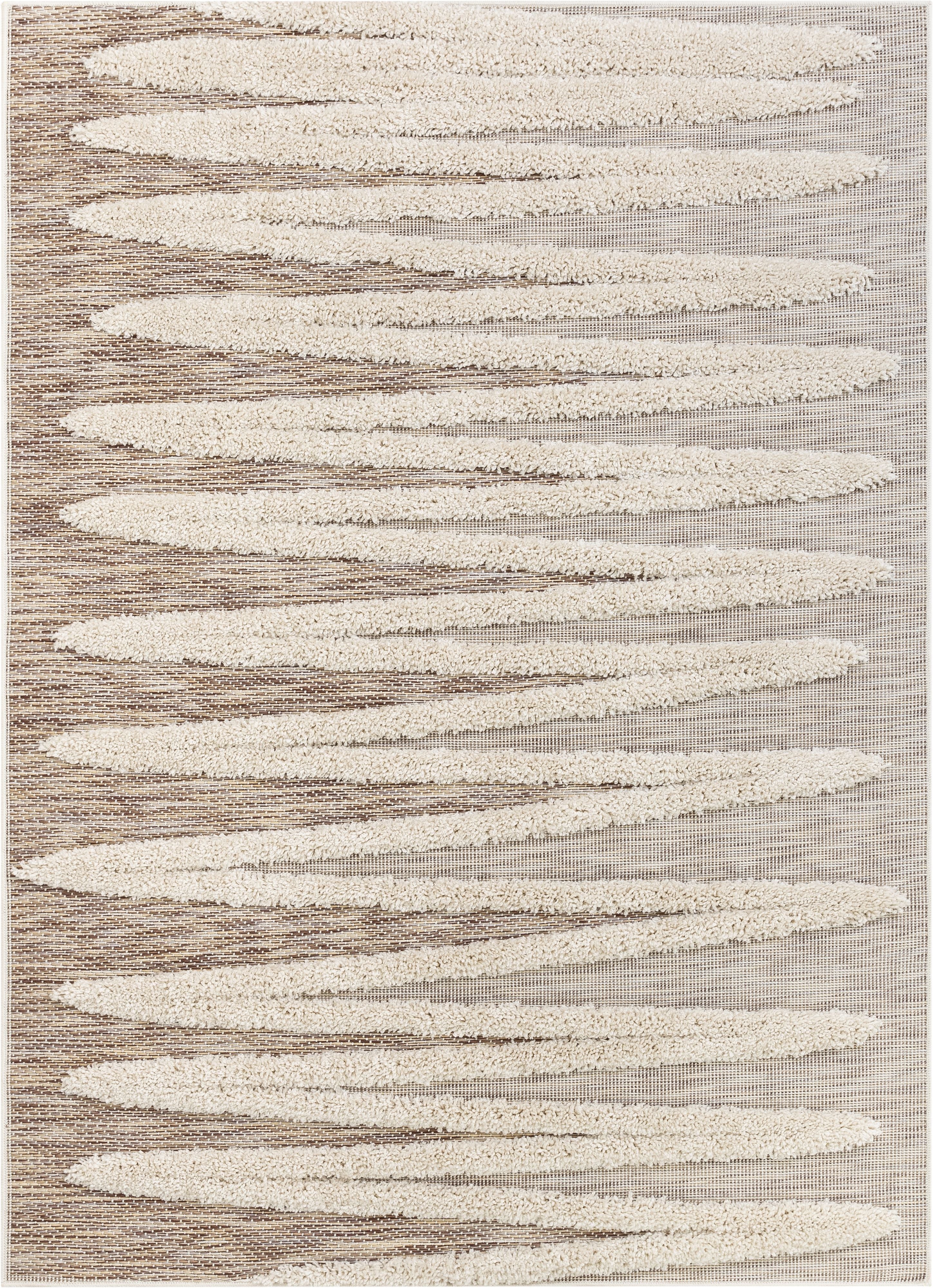 Brigida Coastal Pattern Beige High-Low Flat-Weave 7'10" x 9'10" Rug