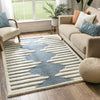 Luna Tribal Moroccan Diamond Pattern Blue High-Low Flat-Weave Rug