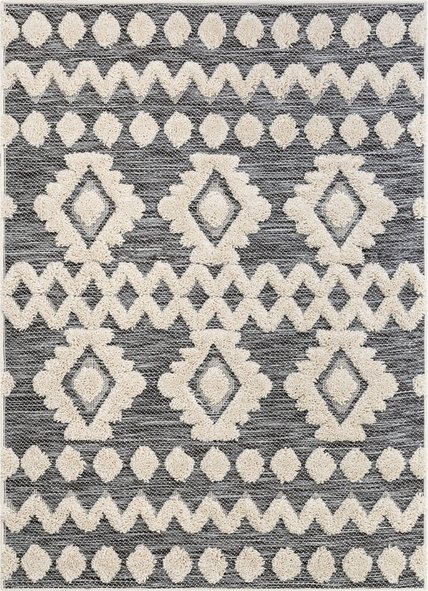 Chiara Tribal Moroccan Grey High-Low Flat-Weave Rug