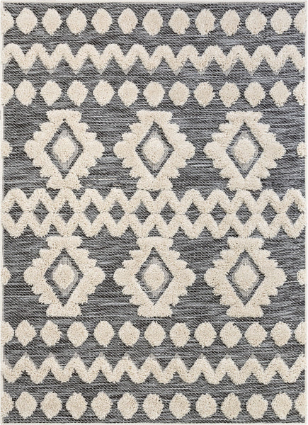 Chiara Tribal Moroccan Grey High-Low Flat-Weave Rug | Well Woven