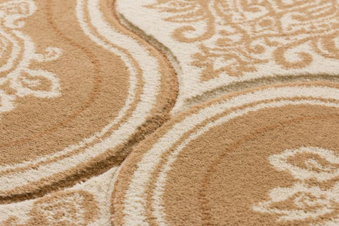 Damask-ly Beige Modern Geometric Rug