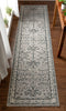 Amare Vintage Botanical Floral Border Grey Rug