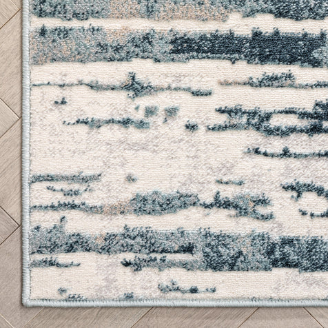 Ronan Modern Abstract Distressed Blue Rug