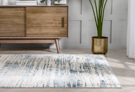 Ronan Modern Abstract Distressed Blue Rug