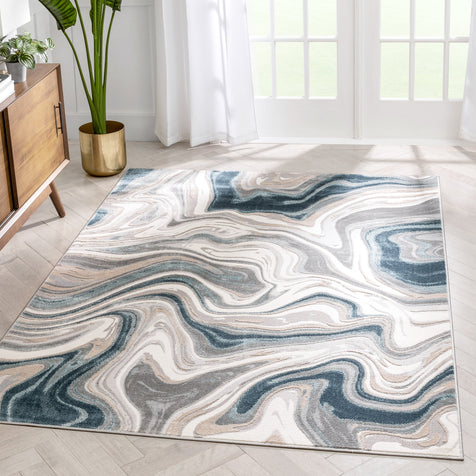 Fallon Modern Abstract Distressed Grey Rug