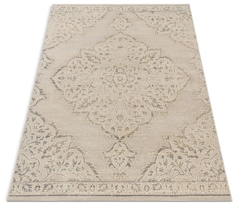 Vivian Beige Vintage Global Medallion Rug 5'3" x 7'3"
