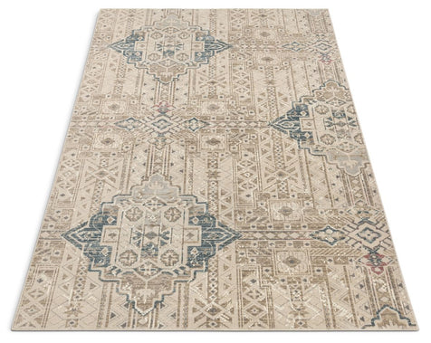 Magnolia Beige Vintage Abstract Geometric Rug