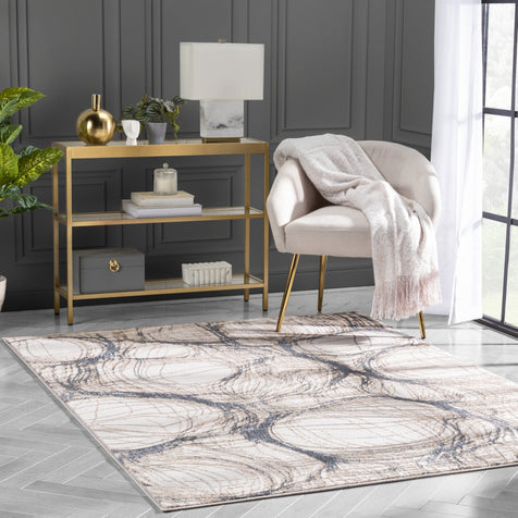 Sinead Vintage Modern Abstract Ivory Glam Rug