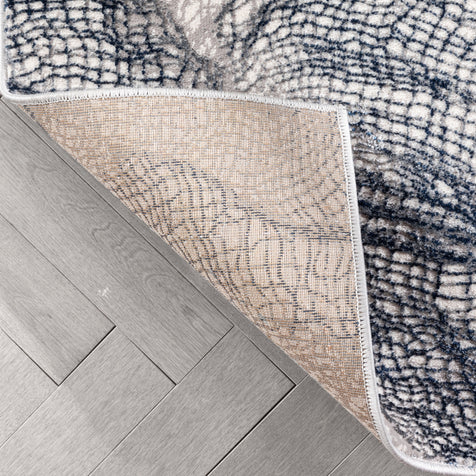 Gillian Vintage Modern Abstract Blue Glam Rug