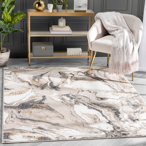 Fay Modern Abstract Ivory Glam Rug
