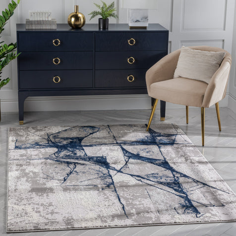 Allegra Modern Abstract Blue Glam Rug
