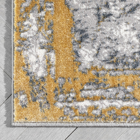 Isolde Vintage Abstract Border Yellow Glam Rug