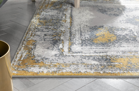 Isolde Vintage Abstract Border Yellow Glam Rug