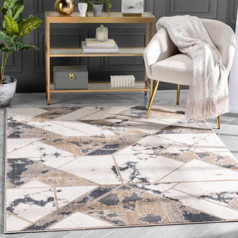 Nikita Vintage Geometric Ivory Glam Rug