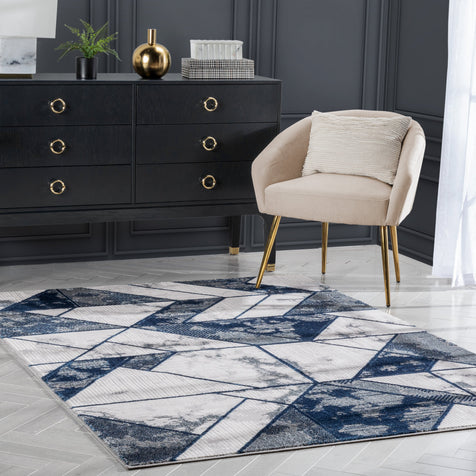 Nikita Vintage Geometric Blue Glam Rug