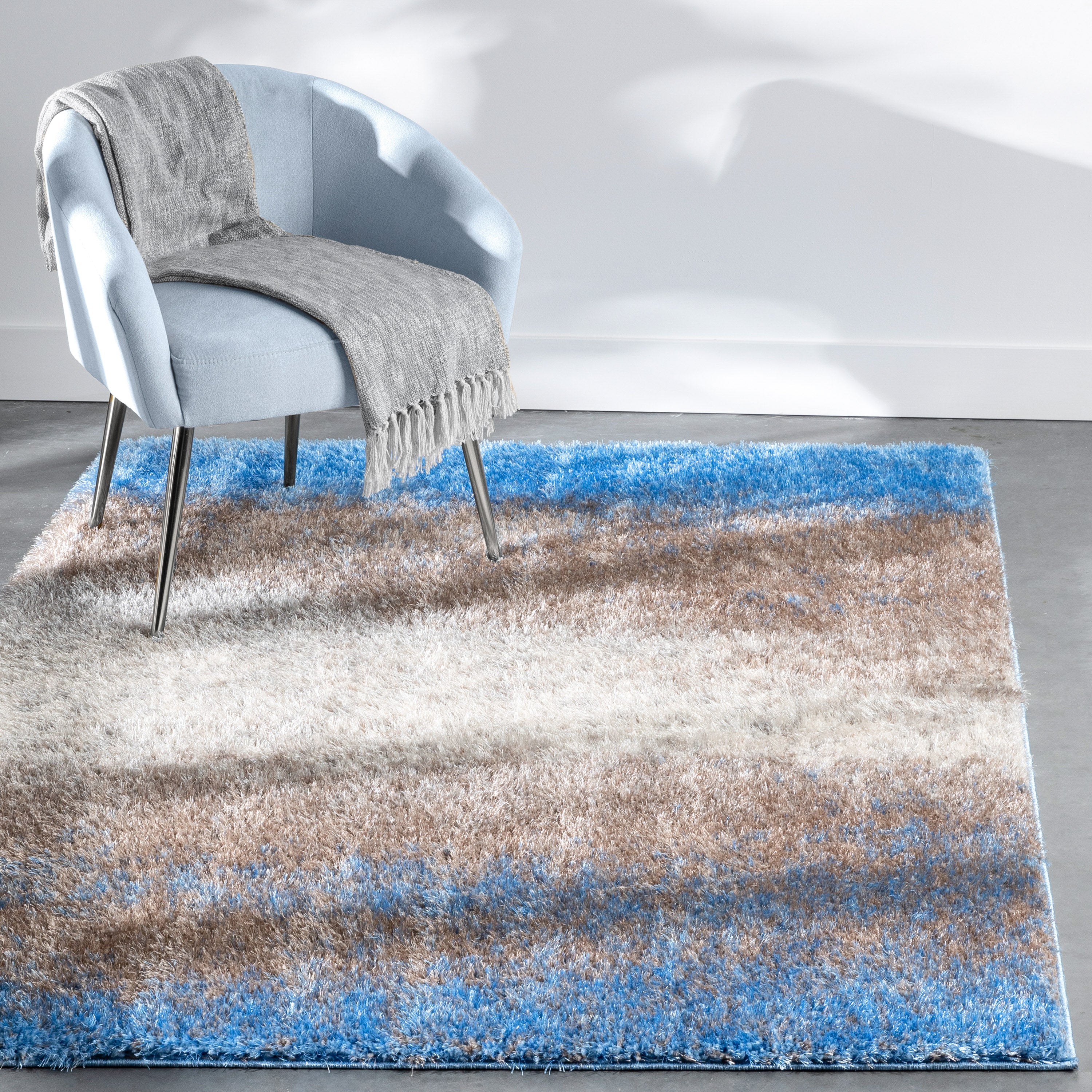 Kynlee Modern Abstract Blue Shag Rug