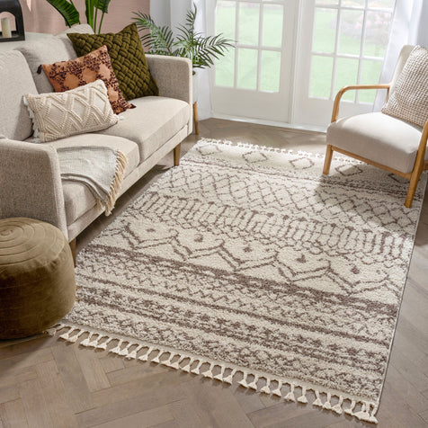 Lyle Natural Tribal Moroccan Trellis Shag Rug